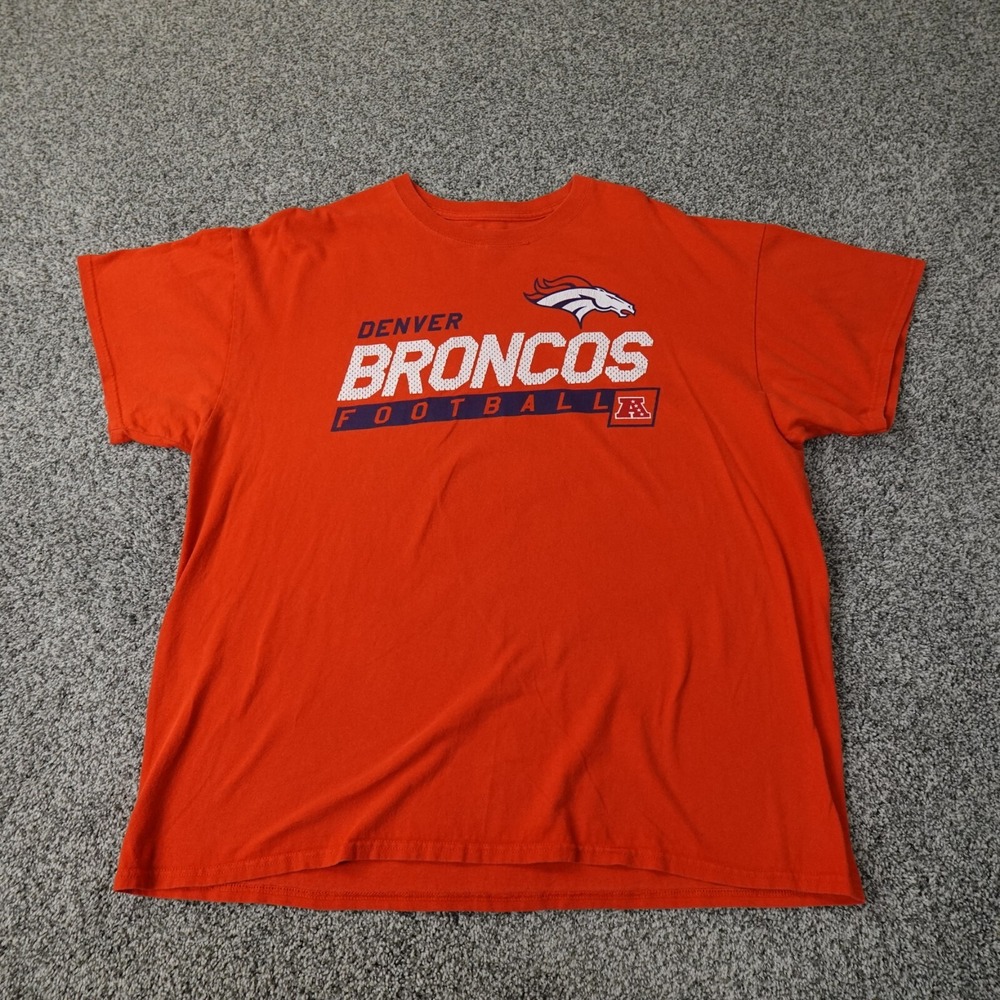 Denver Broncos Shirt Mens Extra Large Orange Logo NFL Football Athletic‎ Outdoor